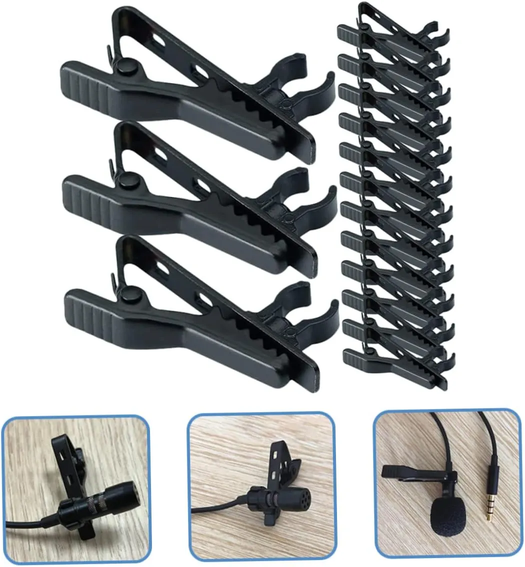 15pcs for Loud-Speaker Lavalier Holder Professional Universal Collar Lapel Condenser Clip-on Wire Clips Studio Metal Holders Microphone Mic Tie Replacement Fixing Iron Performance Stands (Color