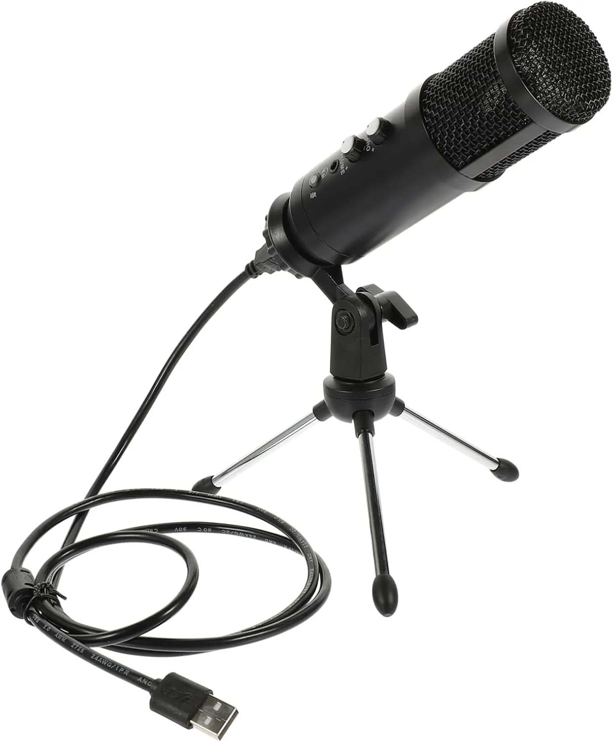 1Set USB Condenser Microphone Frame Stand for Laptop High Sensitivity Chat Mic with Data Cable for Streaming and Recording Durable Design