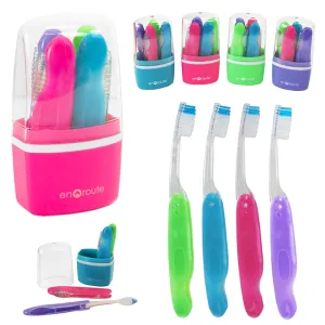 20 Foldable Toothbrushes 5 Portable Cases Travel Hike Camping Protects Cover Box