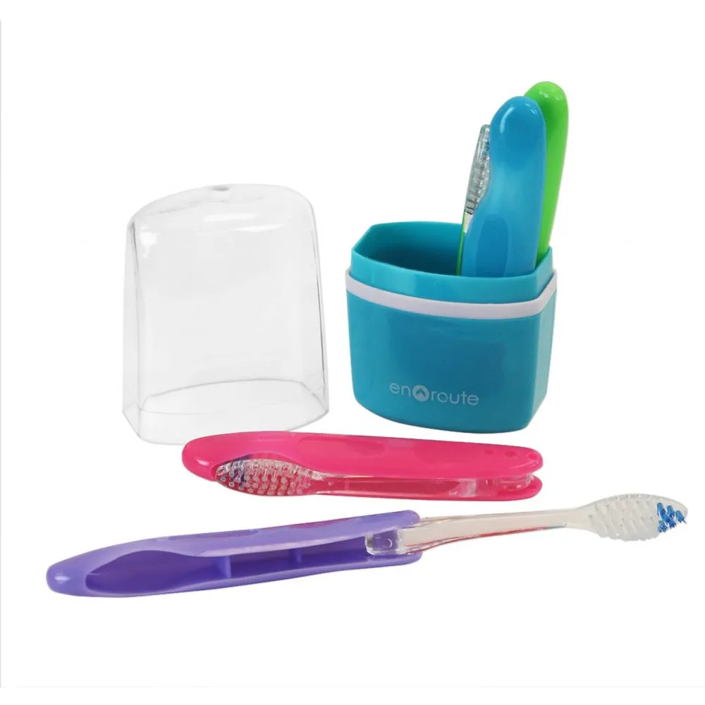 20 Foldable Toothbrushes 5 Portable Cases Travel Hike Camping Protects Cover Box