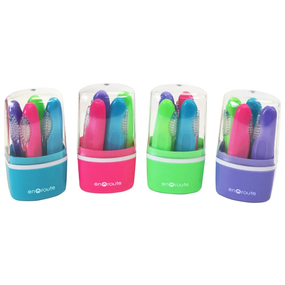 20 Foldable Toothbrushes 5 Portable Cases Travel Hike Camping Protects Cover Box