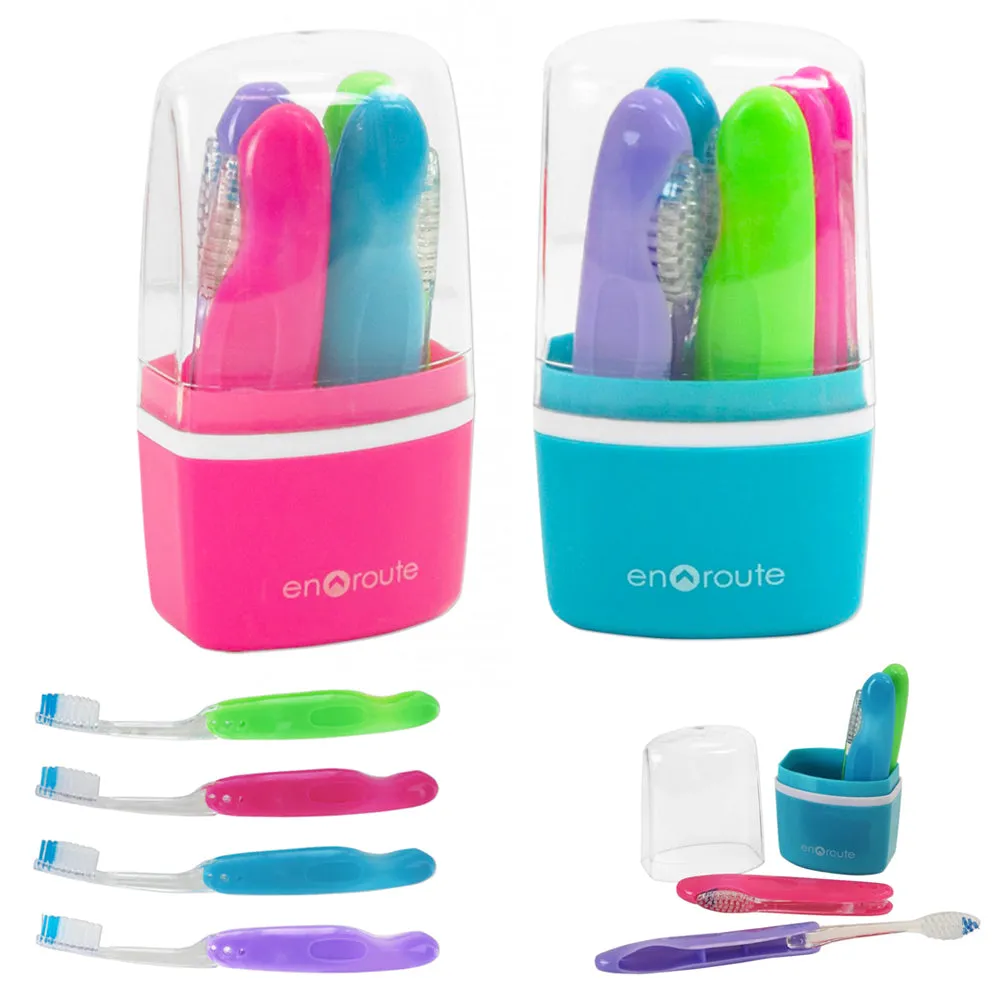 20 Foldable Toothbrushes 5 Portable Cases Travel Hike Camping Protects Cover Box