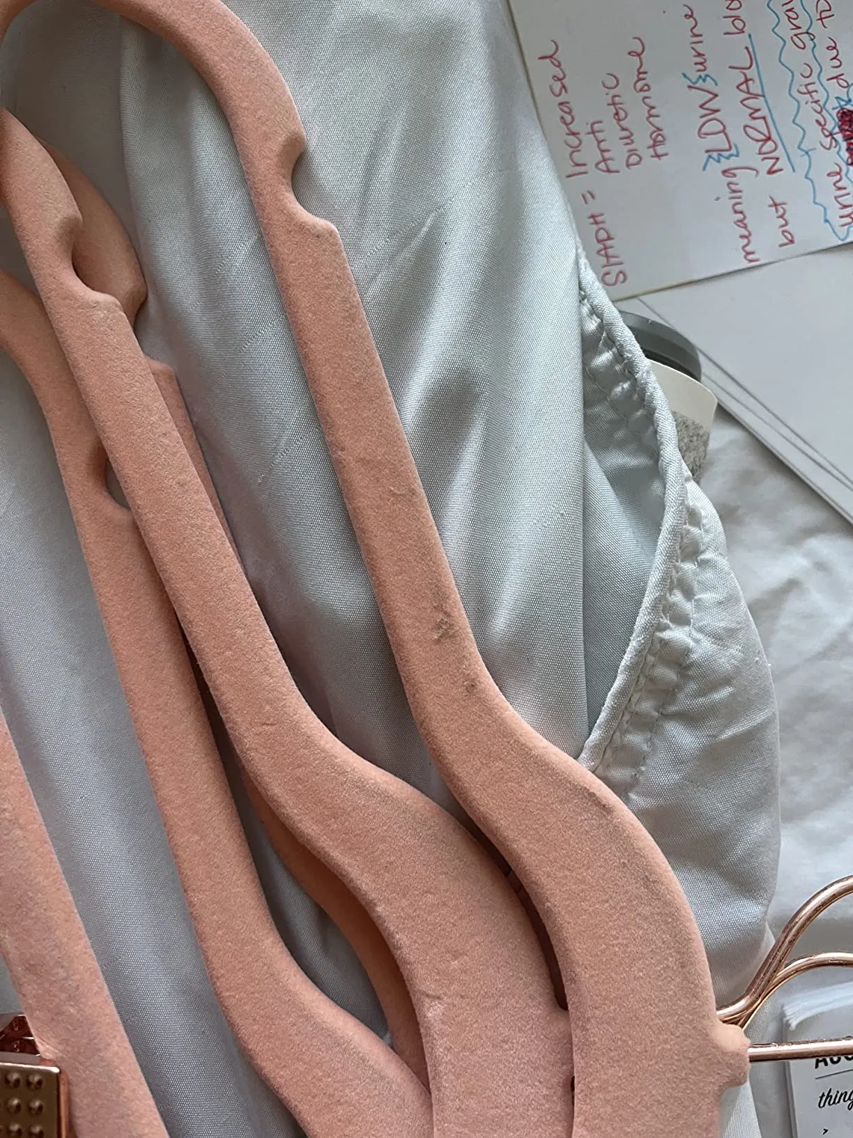 24 Pack Pants Hangers, 16.7 Inch Coat Hangers with Rose Gold Colored Movable Clips
