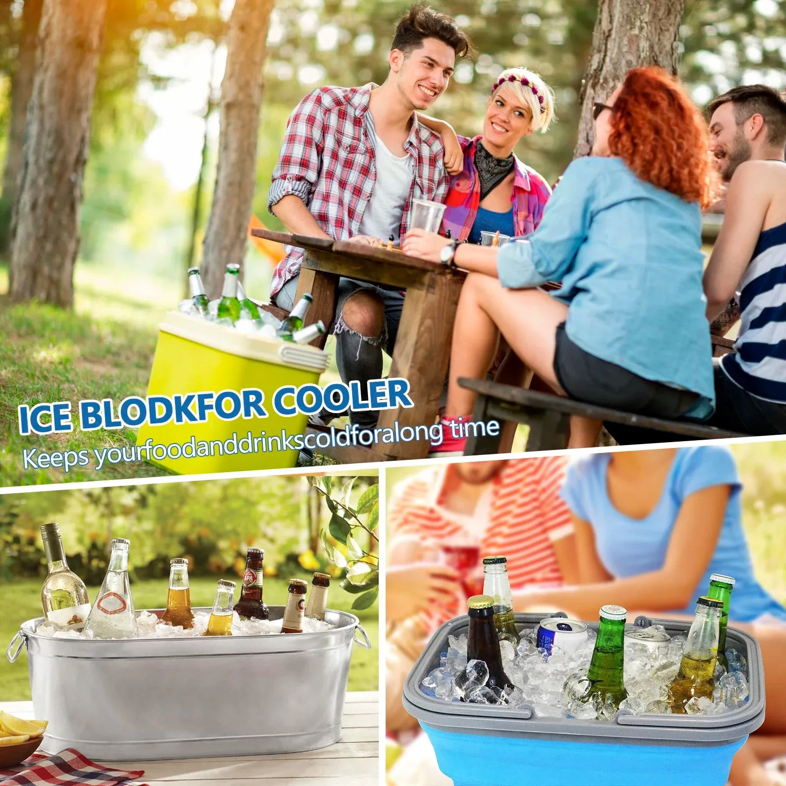 2PCS Silicone Large Ice Mold Reusable Ice Cubes Tray for Coolers and Cold Plunge Reusable Silicone Ice Cube Bricks Maker Mould