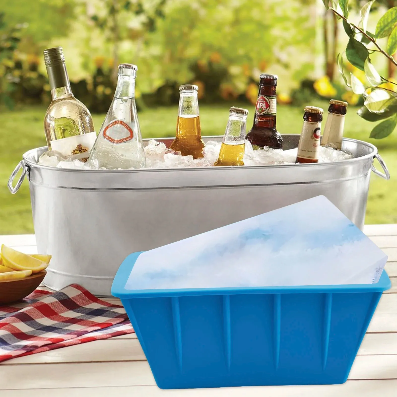 2PCS Silicone Large Ice Mold Reusable Ice Cubes Tray for Coolers and Cold Plunge Reusable Silicone Ice Cube Bricks Maker Mould
