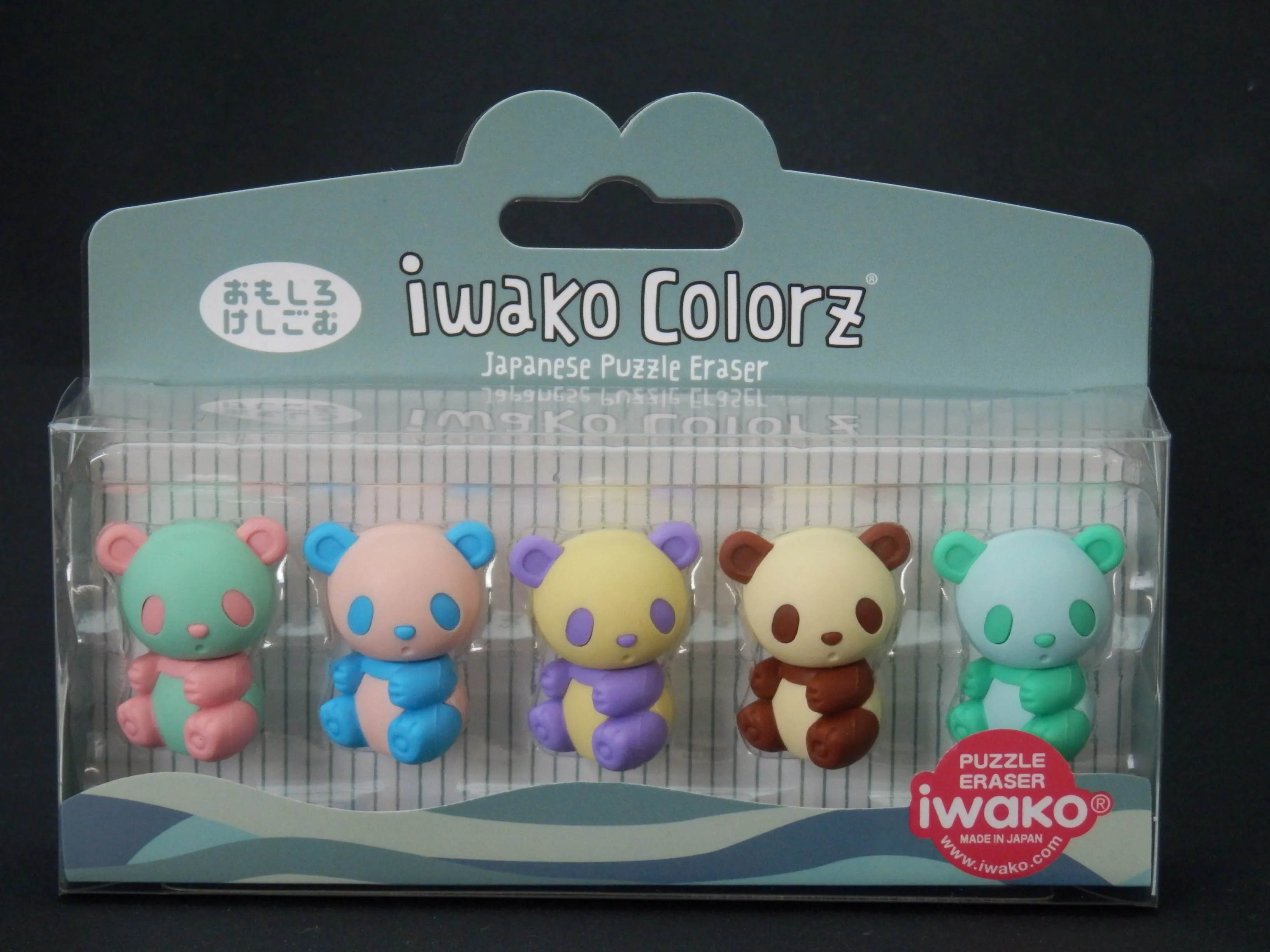 38453 IWAKO Colorz Panda -12 sets of 5 Erasers