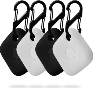 4 Pack Silicone case for Anker SmartTrack Link Holder, Anker SmartTrack Link case, for Anker Tracker Holder, with Keychain/Lanyard, for Anker GPS Item Finders Accessories, Black White