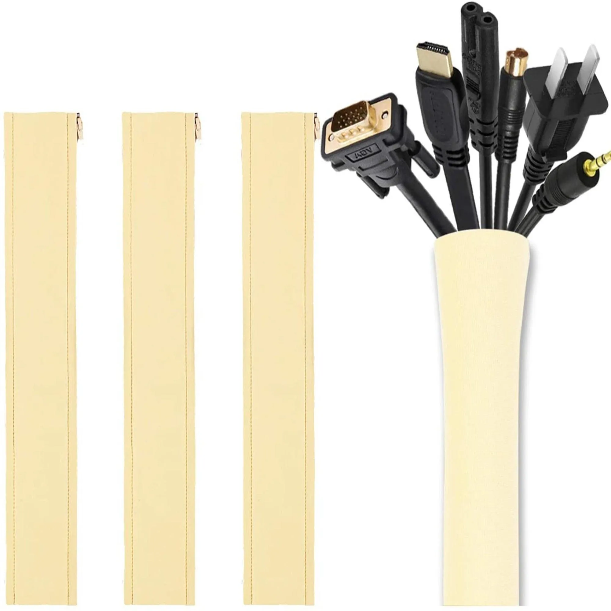 4 Piece Black Cable Management Sleeve for TV/Computer/Home Entertainment, 19-20 inch