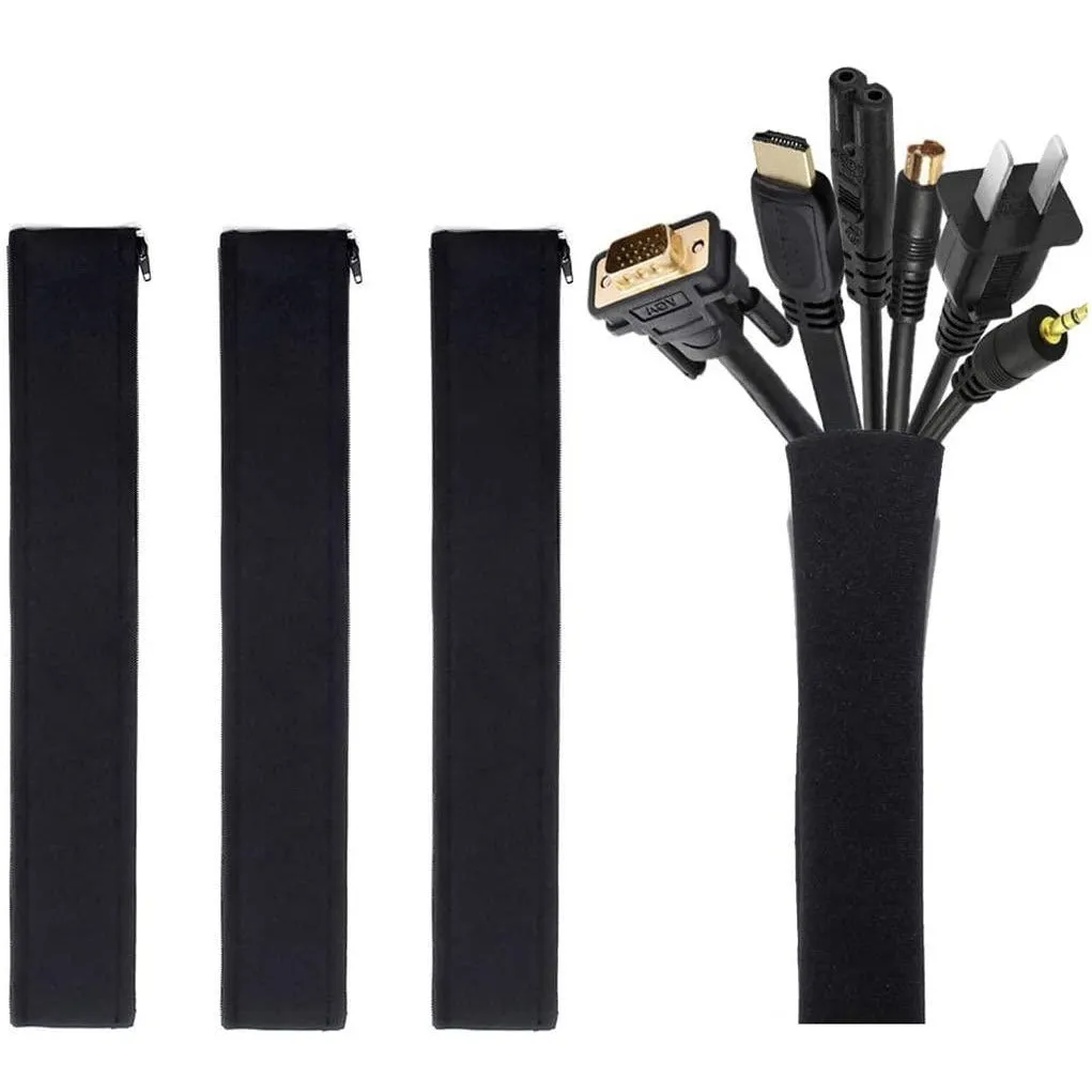 4 Piece Black Cable Management Sleeve for TV/Computer/Home Entertainment, 19-20 inch