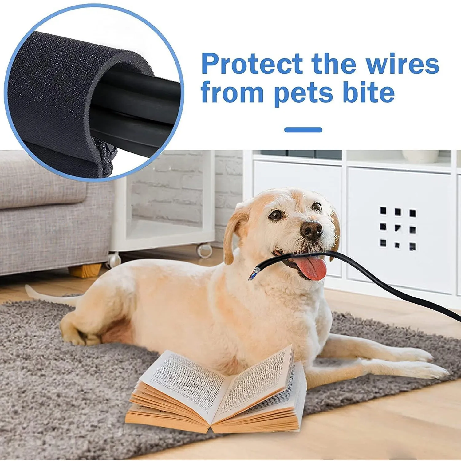 4 Piece Black Cable Management Sleeve for TV/Computer/Home Entertainment, 19-20 inch