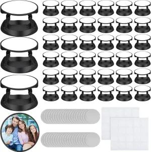 40 Pieces Blank Sublimation Phone Grip Holders Include 40 Collapsible Brackets and Sublimation Aluminum Sheets and Double-Sided Stickers DIY Expanding Finger Stand for Smartphones and Tablets (Black)