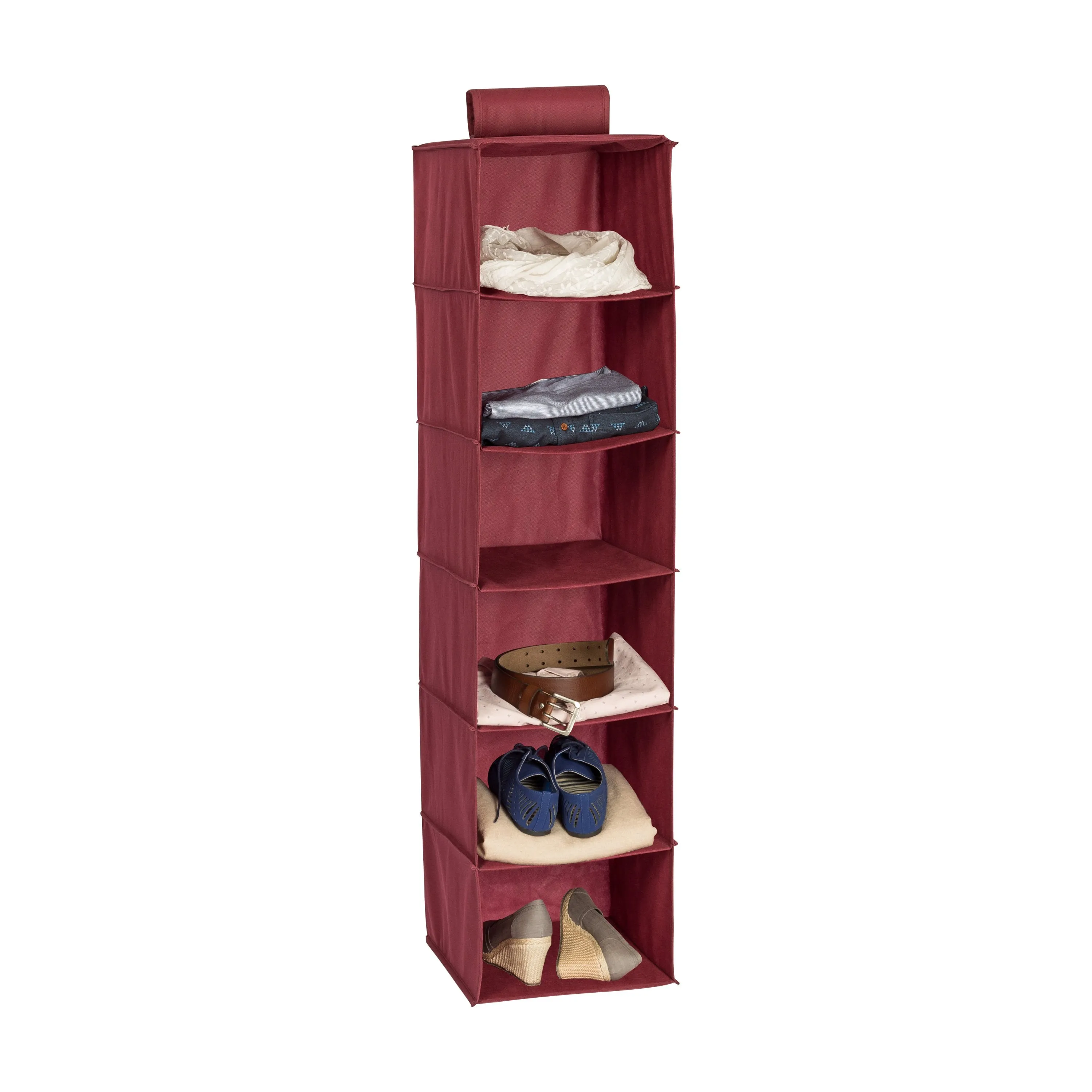 6-Shelf Hanging Closet Organizer, Red