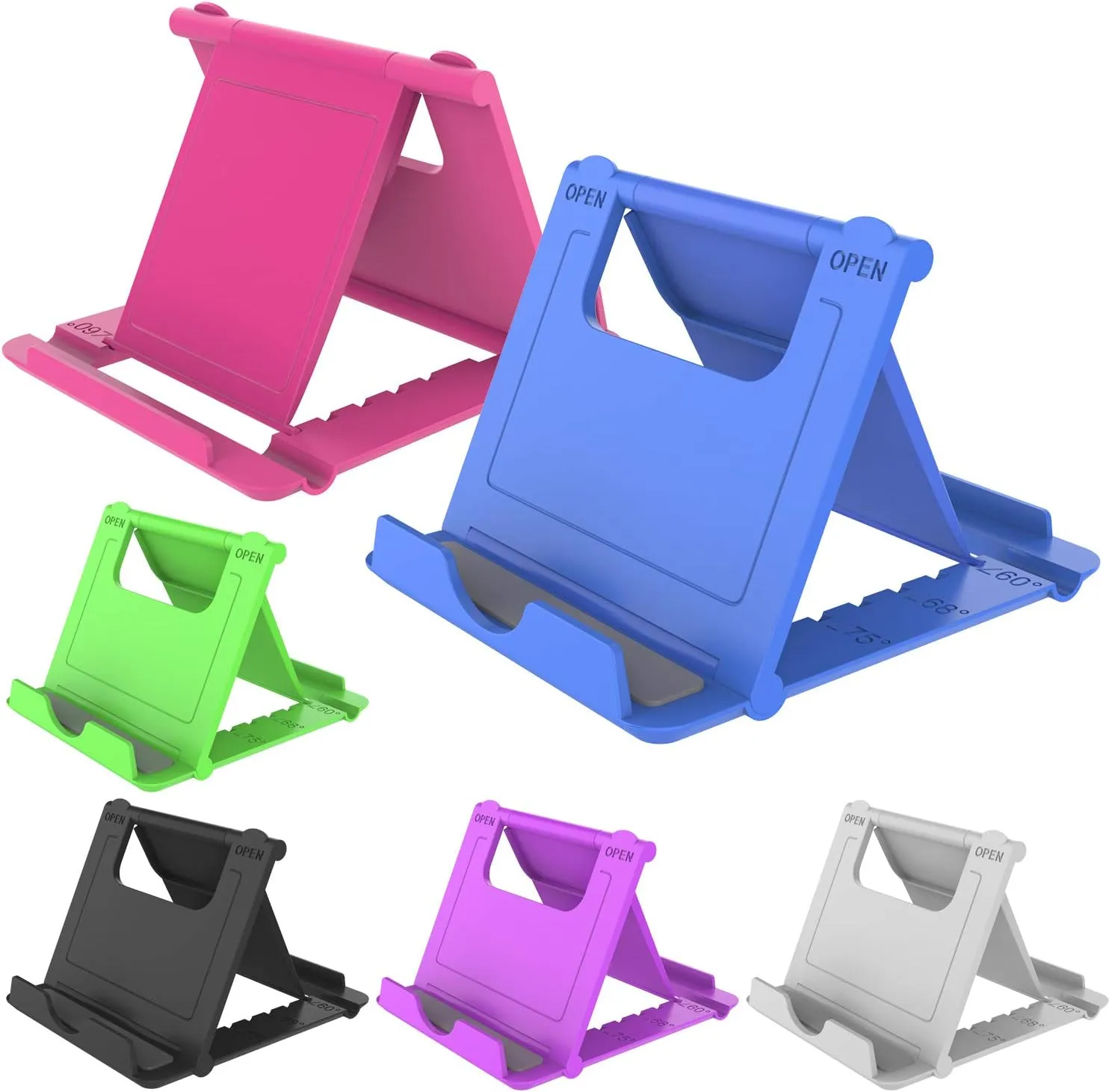 6PACK Desktop Cell Phone Stand Holder, Portable Universal Desk Stand for All Mobile Smart Phone Tablet Display