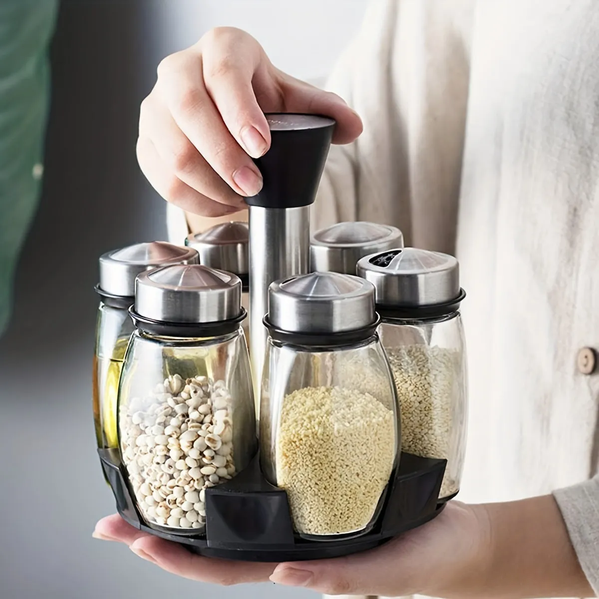 7pc Revolving Spice Rack Organize Spices for Kitchen and Dorm