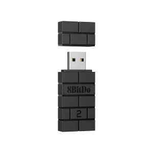 8BitDo Wireless USB Adapter 2 for Switch, Windows PC, Mac & Raspberry Pi, Compatible with Xbox Series X & S Controller, Xbox One Bluetooth, Switch Pro and PS5 Controller (Black)