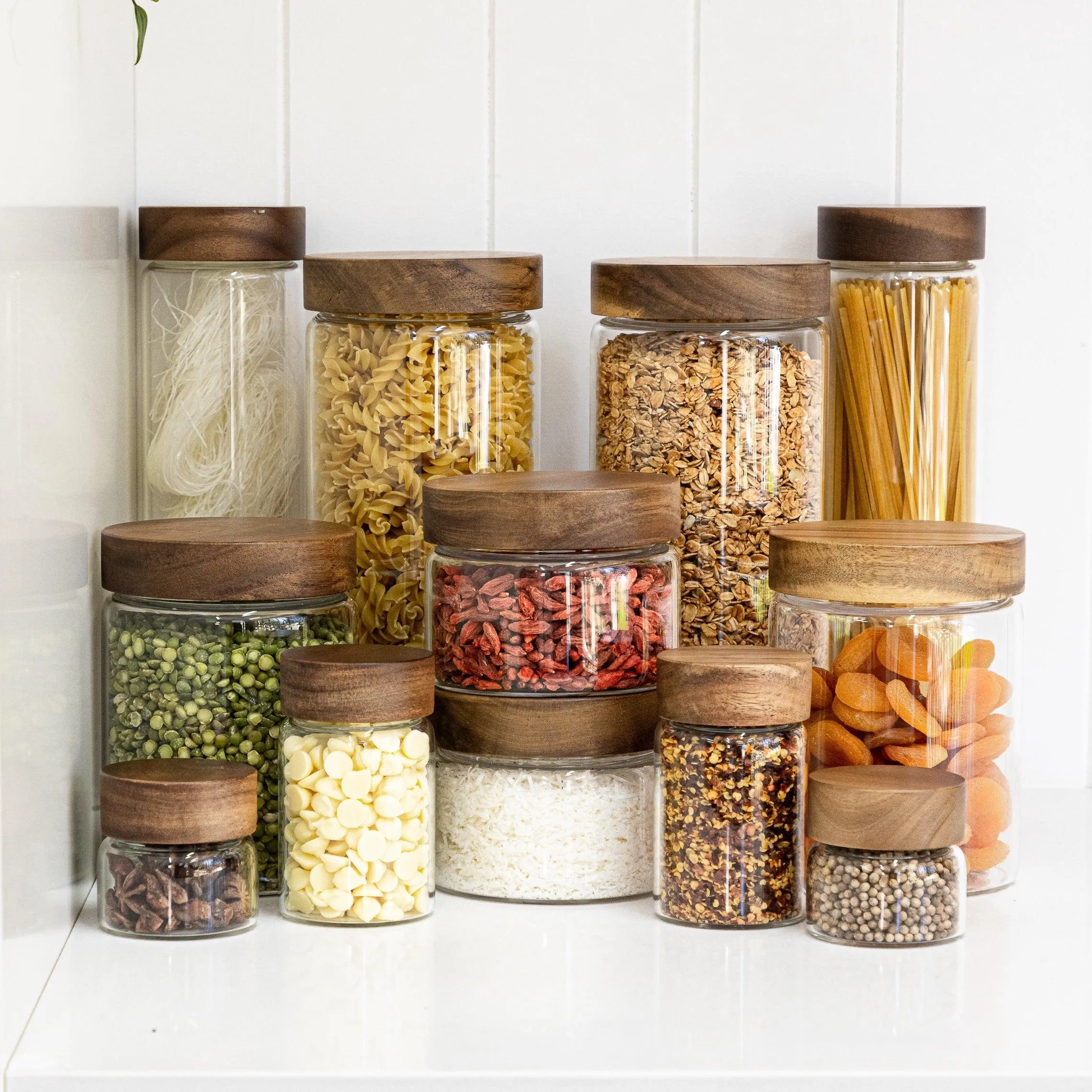 Acacia Wood Glass Jar - 250ml