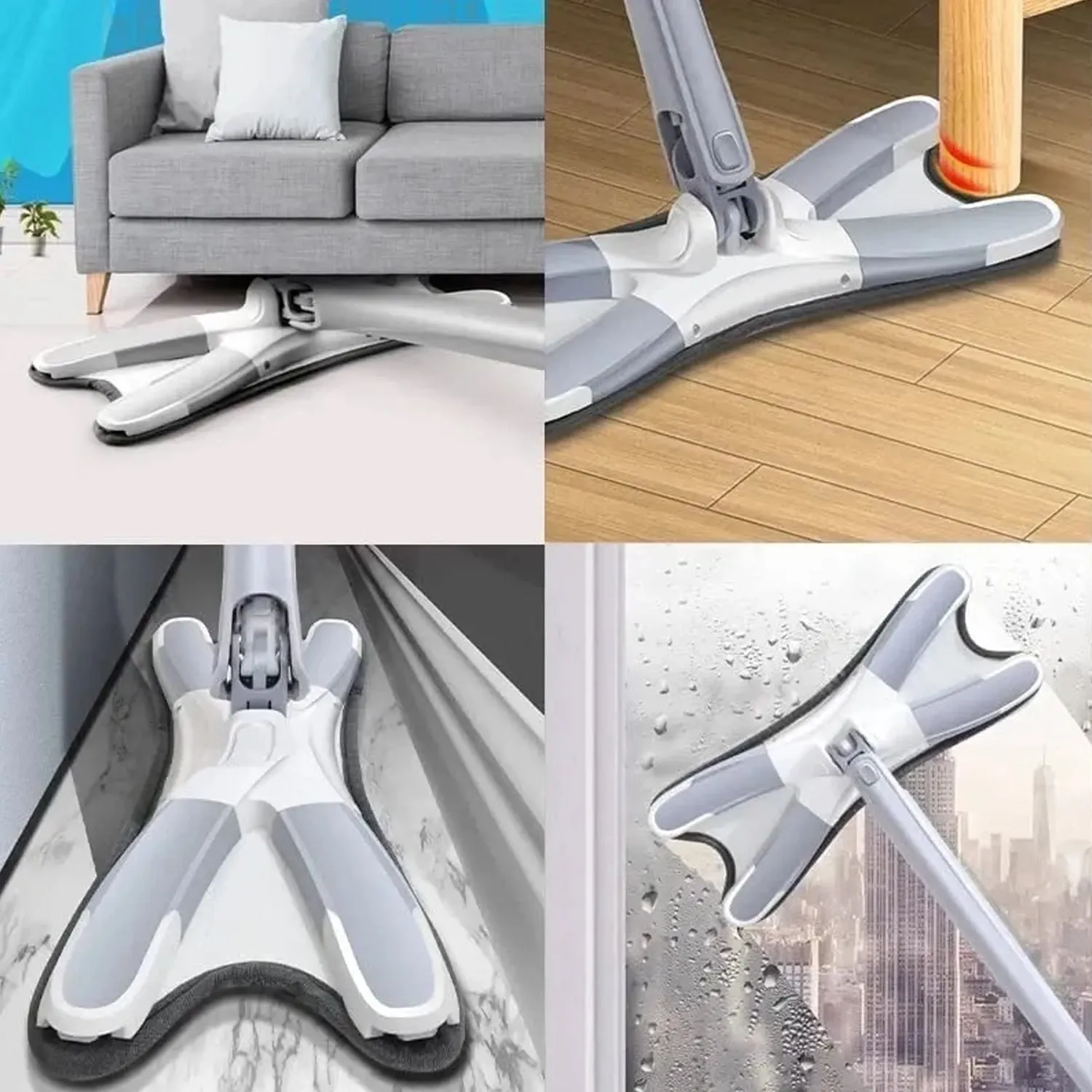 Adjustable 360 Flat Hand Mop: Floors, Walls, Ceilings (Easy Squeeze)