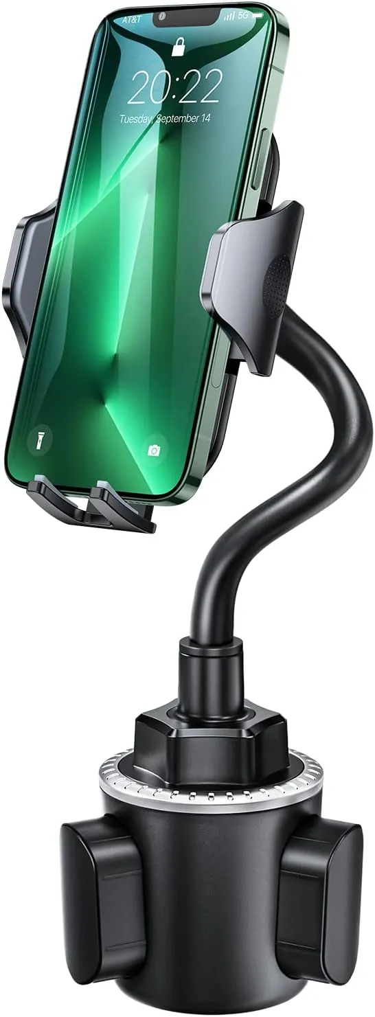 andobil Military-Grade Cup Phone Holder for Car/Truck, [2025 Enhanced] 13" 360 Adjustable Gooseneck w/Anti-Shake Car Mount, Universal Car Phone Holder for iPhone/Samsung/Pixel All 4.0-7.0" Devices