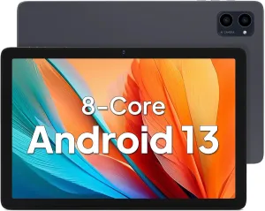 Android 13 Tablet, 10-inch Tablet with Octa-core Processor, HD Touchscreen, 8(4 4GB) RAM 64GB ROM 512GB Expandable, 5000mAh Battery, WiFi 6, BT5.0, Dual Camera, Split Screen Support (Gray)