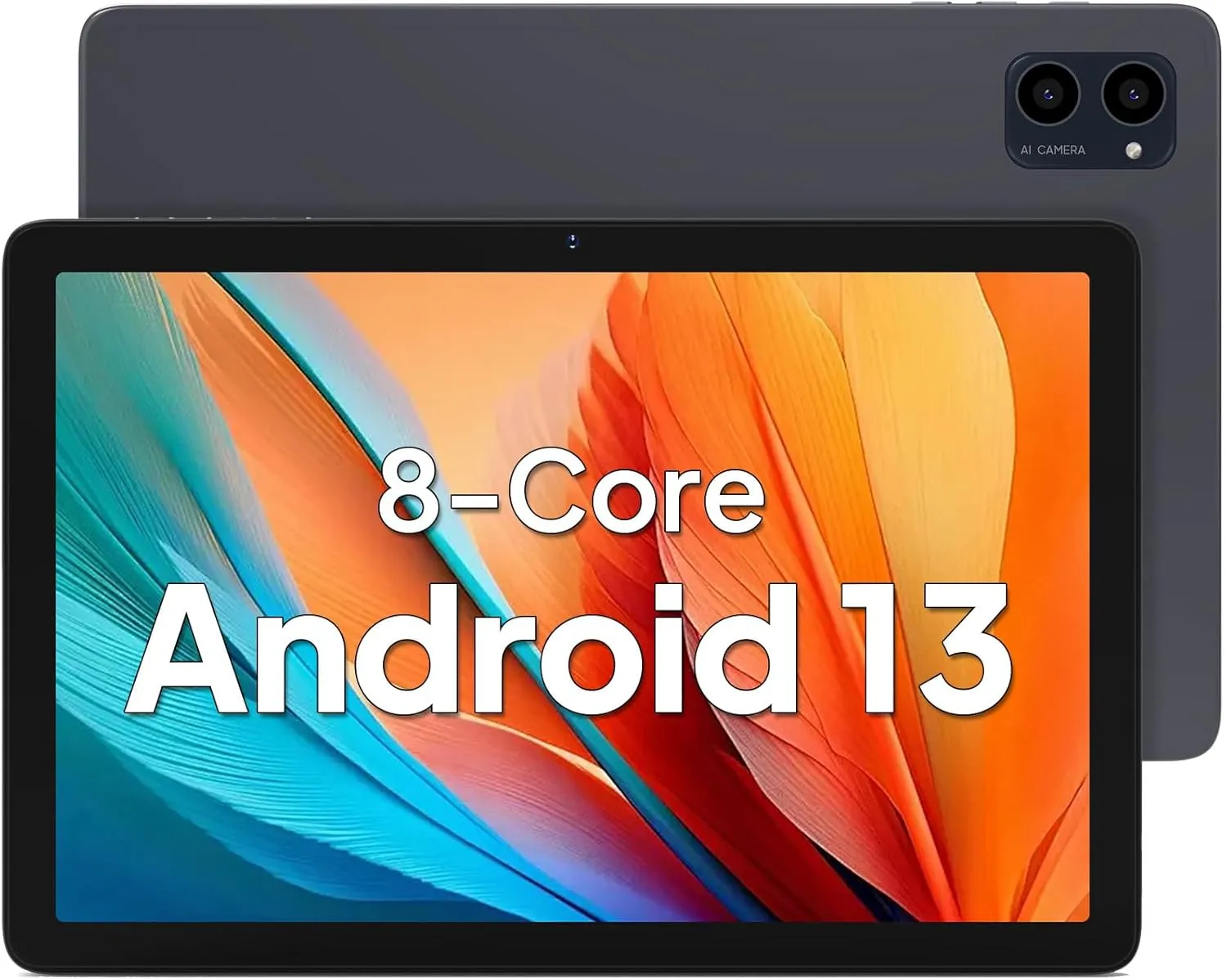 Android 13 Tablet, 10-inch Tablet with Octa-core Processor, HD Touchscreen, 8(4 4GB) RAM 64GB ROM 512GB Expandable, 5000mAh Battery, WiFi 6, BT5.0, Dual Camera, Split Screen Support (Gray)