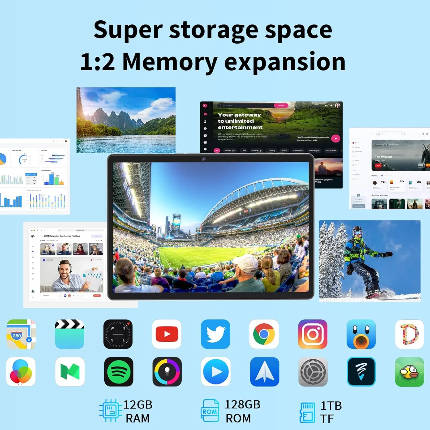 Android 14 Tablet with Keyboard, 12GB RAM (6 6), 128GB Storage, 1TB Expandable, 8000mAh Battery, 10 Inch 2-in-1 Tablets, Includes Case, Mouse & StylusPink