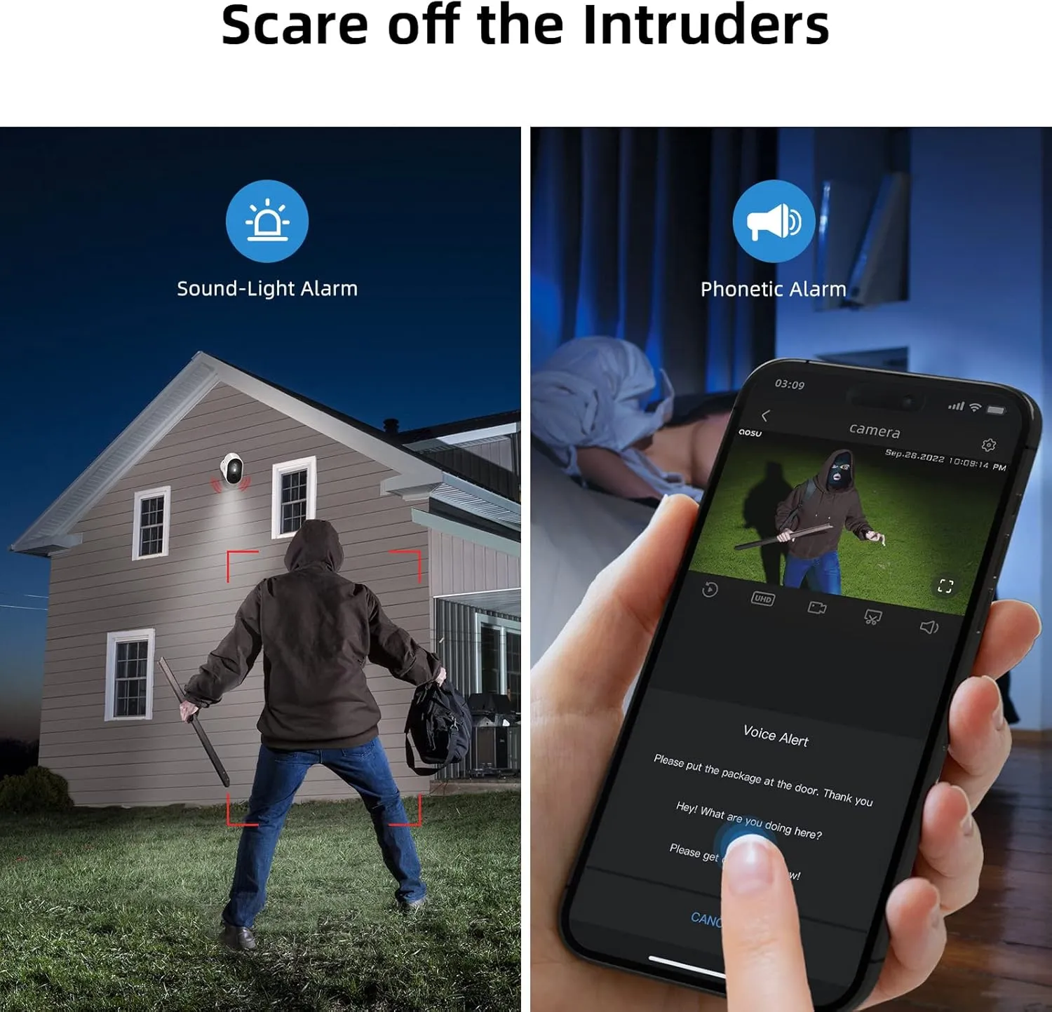AOSU 2K Security Cameras Wireless Outdoor, Battery Powered for Home Security Cameras with PIR Human Motion Detection, Full-Color Night Vision, Spotlight & Siren, 2-Way Audio, 2.4GHz WiFi, Waterproof