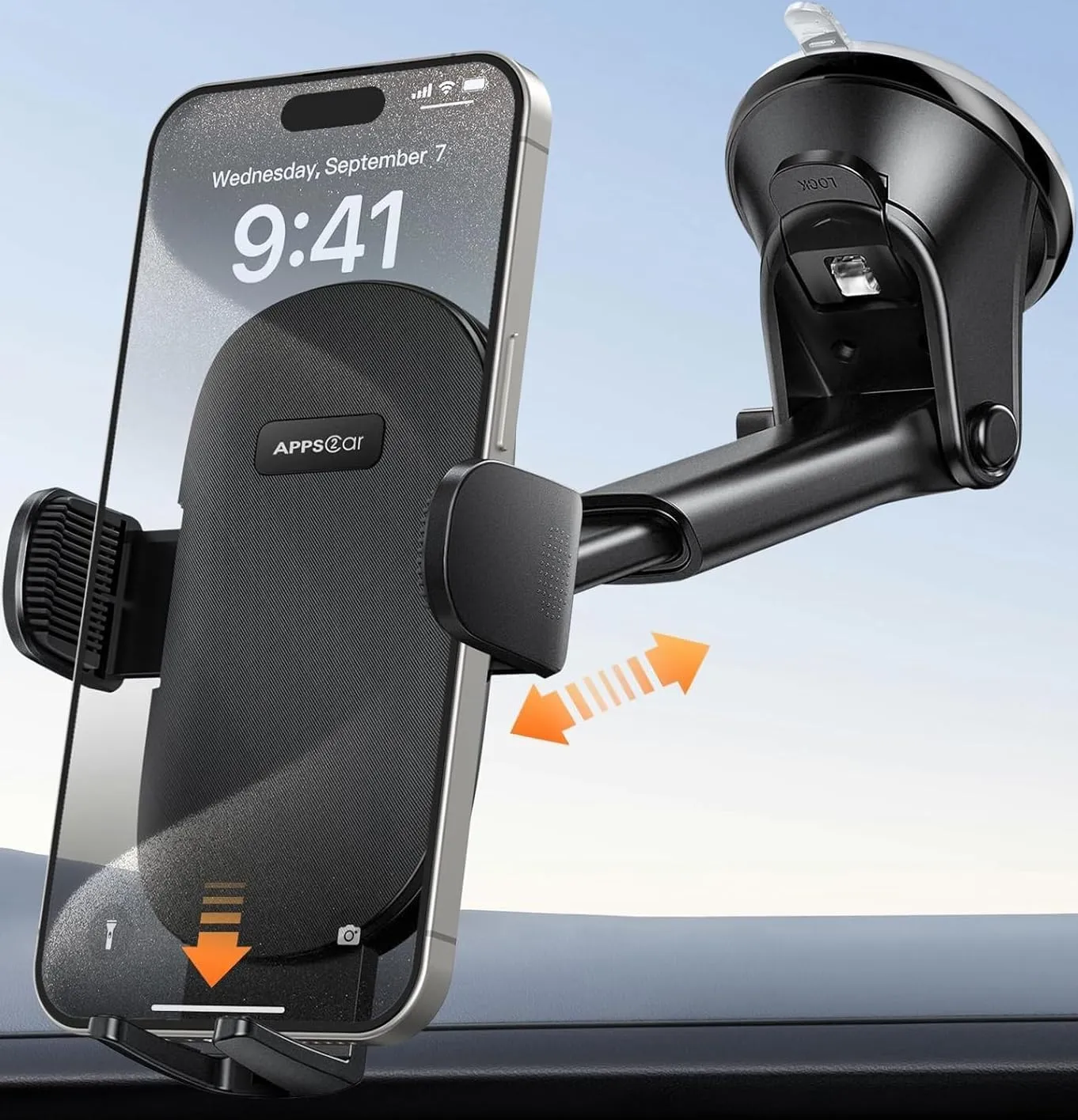 APPS2Car Car Phone Holders for Your car, Dashboard/Windshield Cell Phone Holder, Compatible with iPhone, Samsung, and All Smartphones