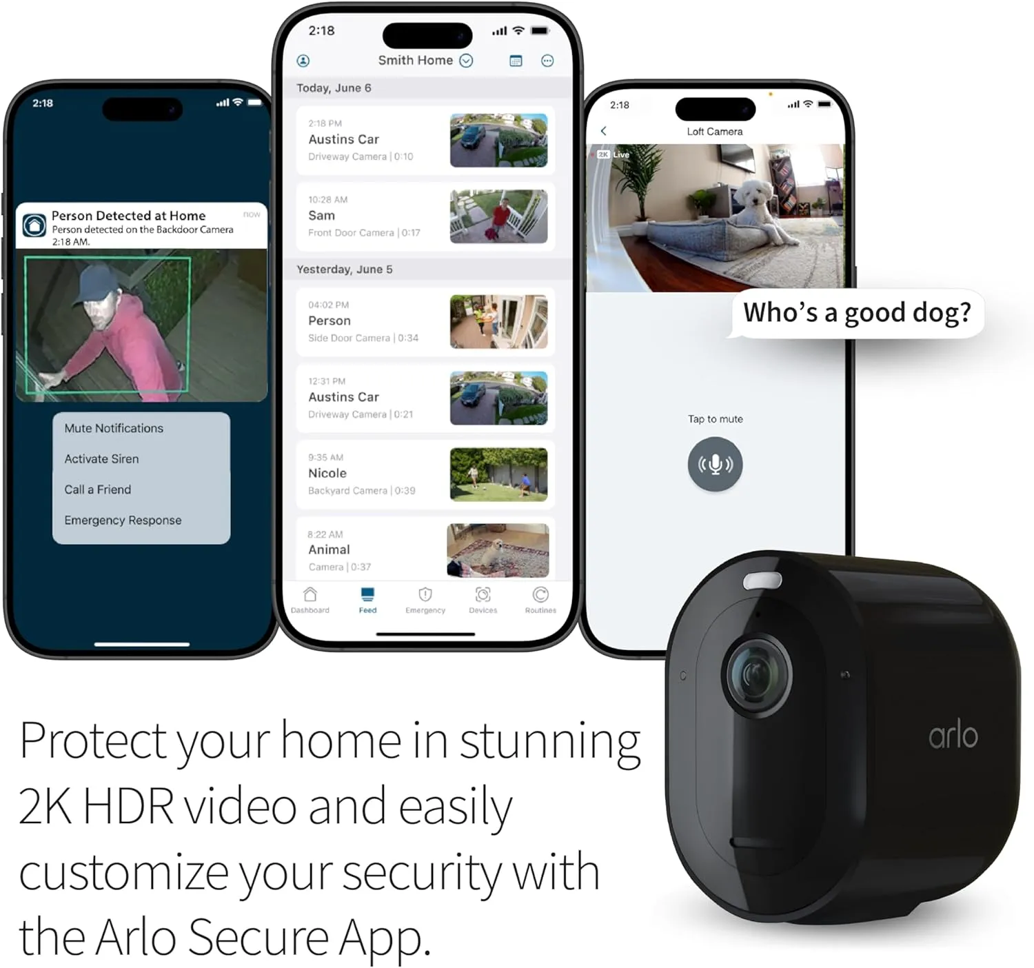 Arlo Pro 5S 2K Spotlight Camera - 2 Pack - Security Cameras Wireless Outdoor, Dual Band Wi-Fi, Color Night Vision, 2-Way Audio, Home Security Cameras, Home Improvement, Black  VMC4260B