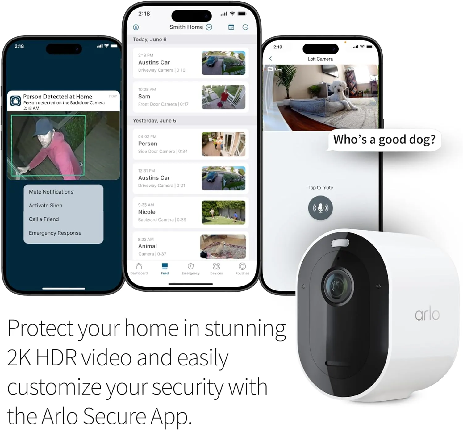 Arlo Pro 5S 2K Spotlight Camera - 2 Pack - Security Cameras Wireless Outdoor, Dual Band Wi-Fi, Color Night Vision, 2-Way Audio, Home Security Cameras, Home Improvement, White  VMC4260P