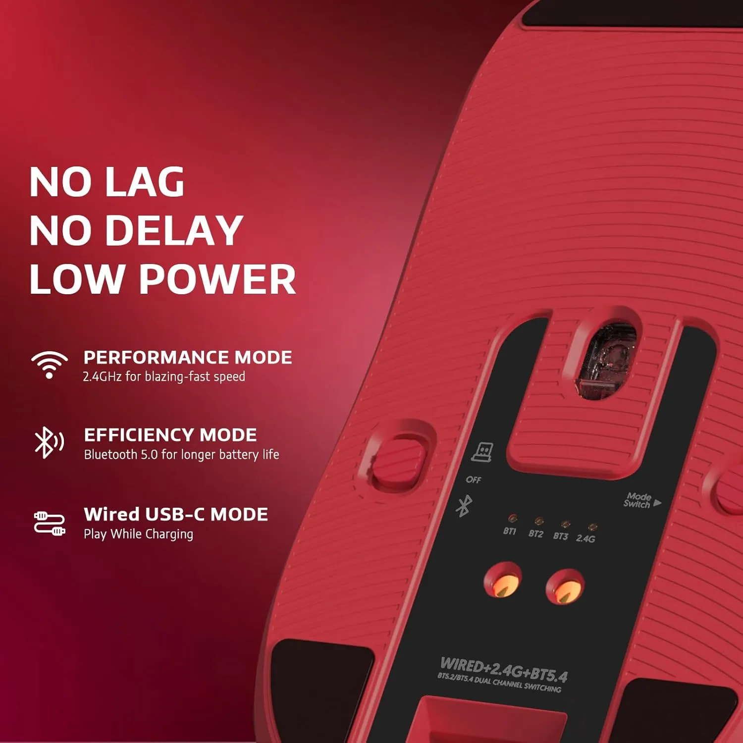 ATTACK SHARK X6 49g Superlight Wireless Gaming Mouse with Magnetic RGB Charging Base, Ultralight Mice PixArt PAW3395 Sensor, 26000DPI, BT/2.4G Wireless/Wired Mouse, 200Hrs Battery for Win/Mac (Red)