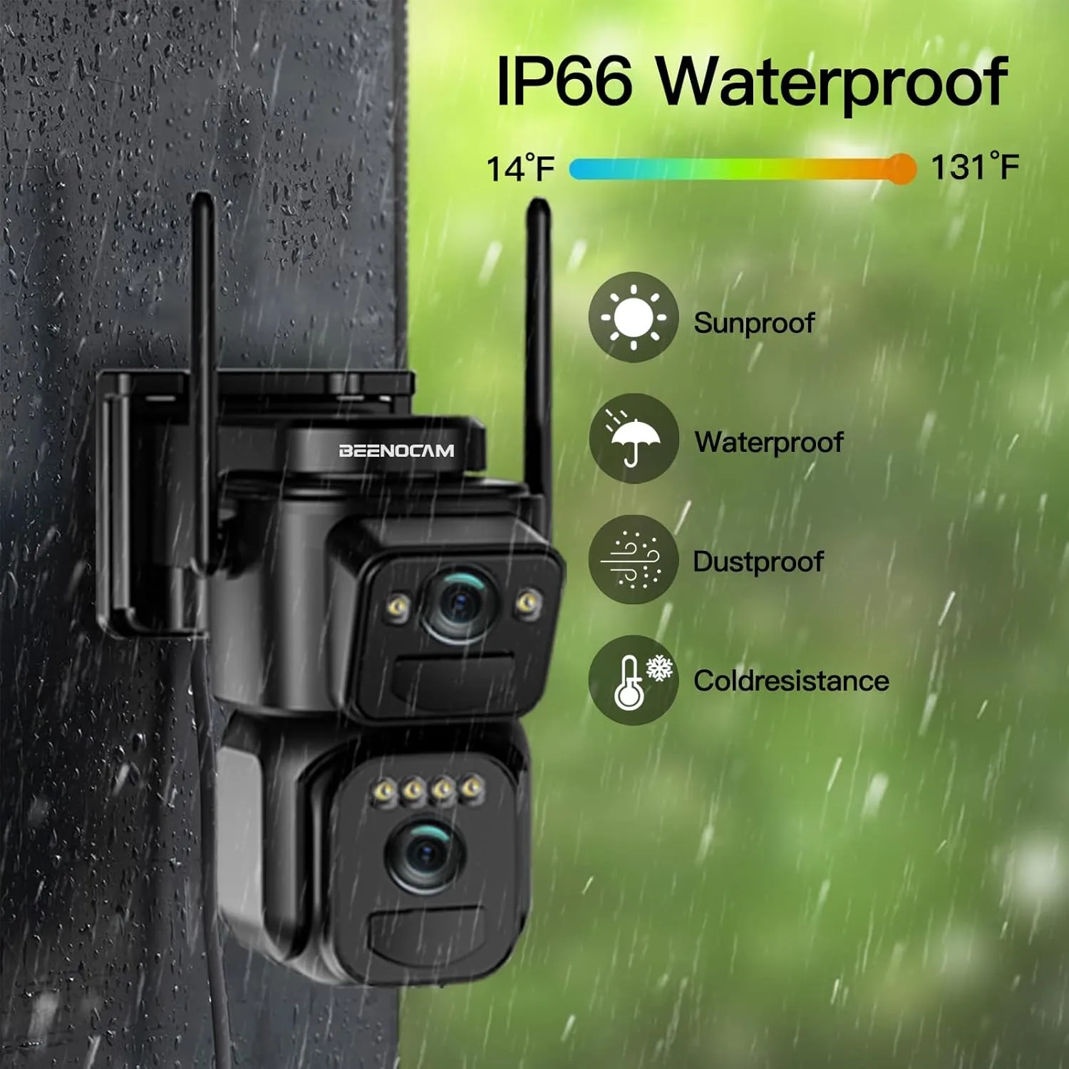 BEENOCAM 4K Solar Security Cameras Wireless Outdoor, Dual Lens 360PTZ Solar Cameras for Home Security with Color Night Vision,PIR Human Detection, Auto Tracking,Spotlight/Siren Alarm, 2.4/5Ghz WiFi