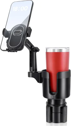 Benlari Upgraded Car Phone Holder - 2 in 1 Adjustable Cup Holder Expander Support 360 Degree Rotation - Car Cup Holder Phone Mount Compatible with All Smartphones
