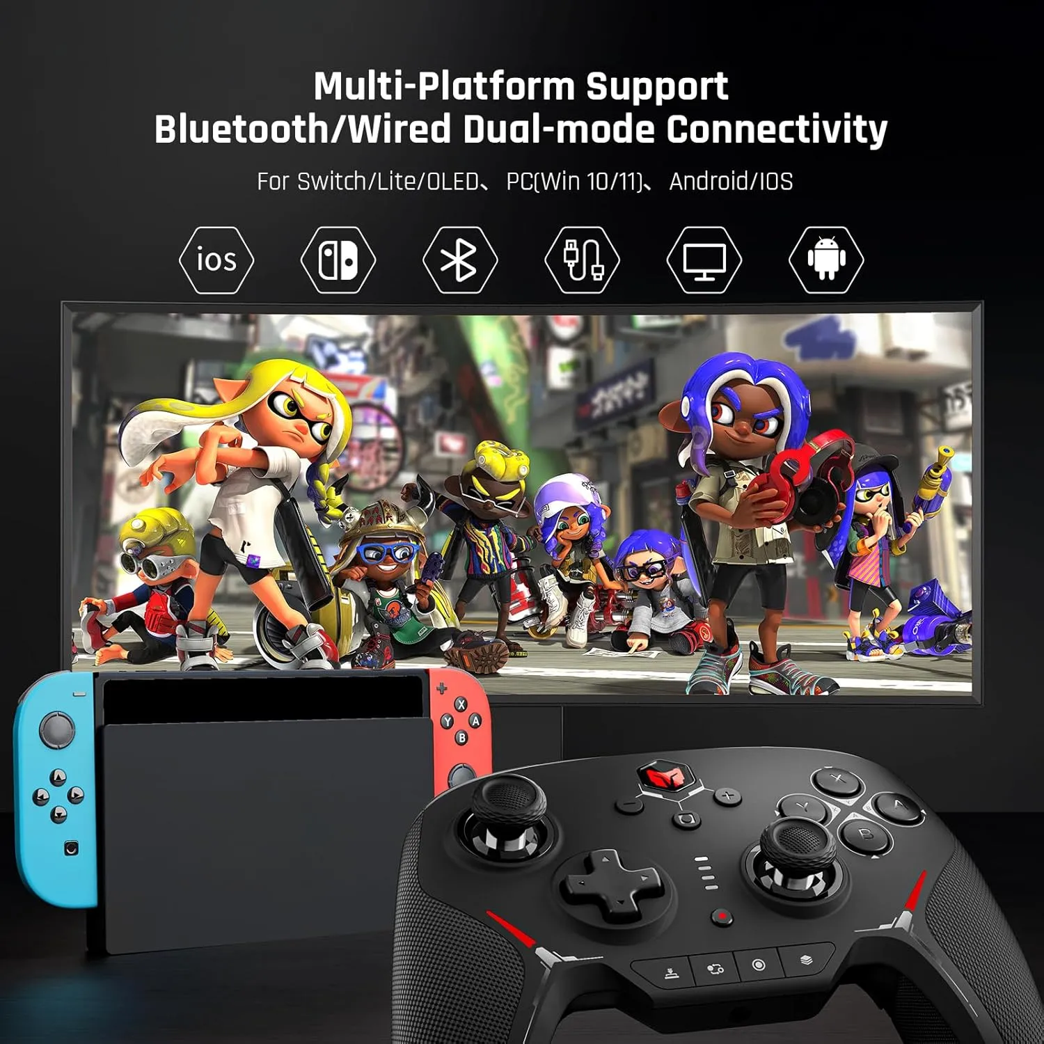 BIGBIG WON Wireless Switch Controller, Bluetooth Wired Dual Mode Game Controller For Nintendo Switch, PC, Android, IOS, Custom Buttons/NFC/Turbo/ 6-Axis Gyro/Vibration/Wake-Up/Screenshot Function