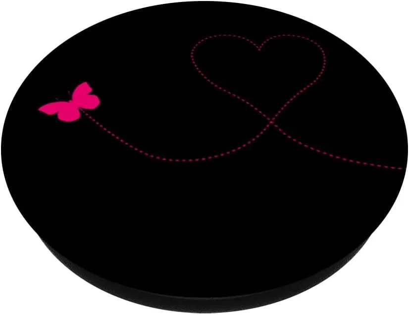 Black and Pink Heart Butterfly Pop Up Cellphone Gripper Knob PopSockets PopGrip: Swappable Grip for Phones & Tablets PopSockets Adhesive PopGrip