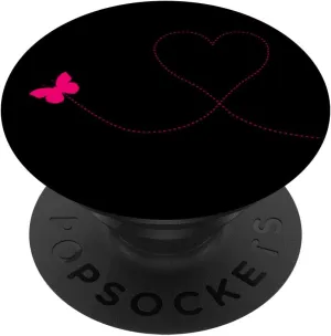Black and Pink Heart Butterfly Pop Up Cellphone Gripper Knob PopSockets PopGrip: Swappable Grip for Phones & Tablets PopSockets Adhesive PopGrip