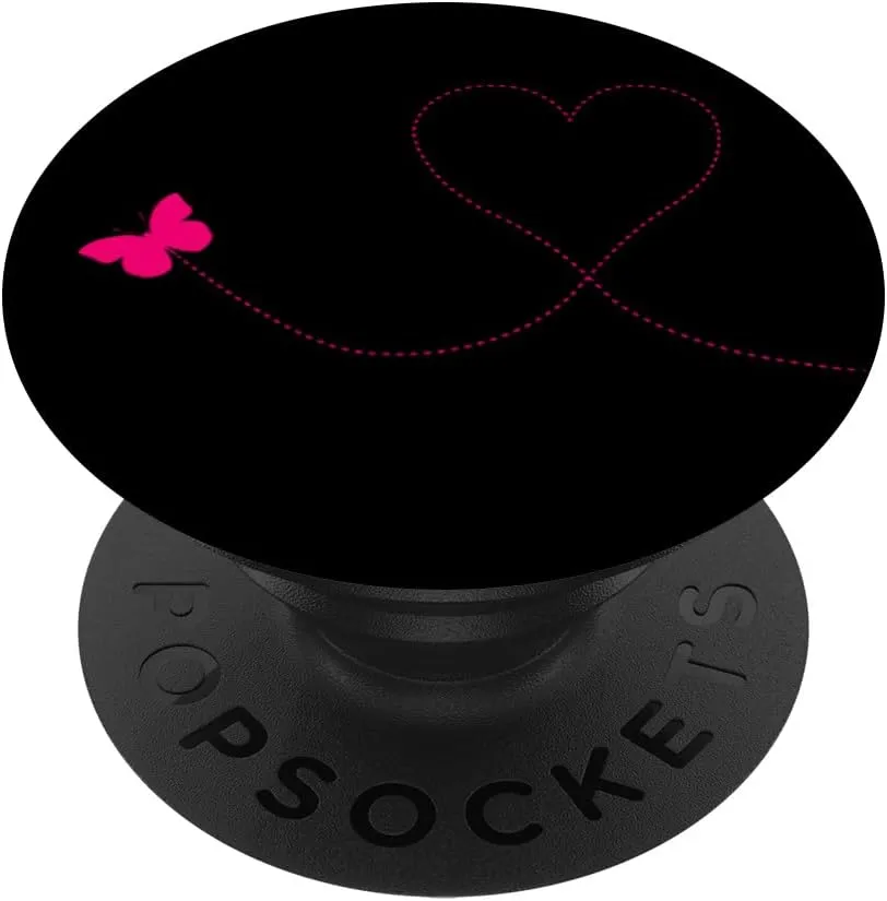 Black and Pink Heart Butterfly Pop Up Cellphone Gripper Knob PopSockets PopGrip: Swappable Grip for Phones & Tablets PopSockets Adhesive PopGrip