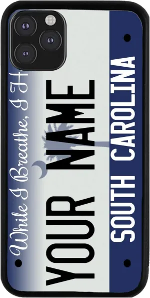 Bleu Reign Personalized Phone Case for iPhone 2016 South Carolina State License Plate, iPhone 5 to 16 (Add Custom Name)