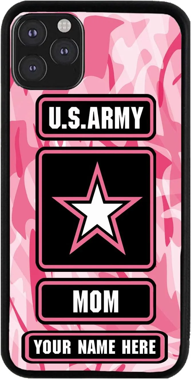 Bleu Reign Personalized Phone Case for iPhone Army Mom, iPhone 5 to 16 (Add Custom Name)