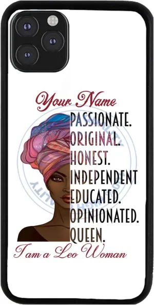 Bleu Reign Personalized Phone Case for iPhone Beautiful Black Woman Zodiac Queen Birthday Leo Jul23-Aug21, iPhone 5 to 16 (Add Custom Name)
