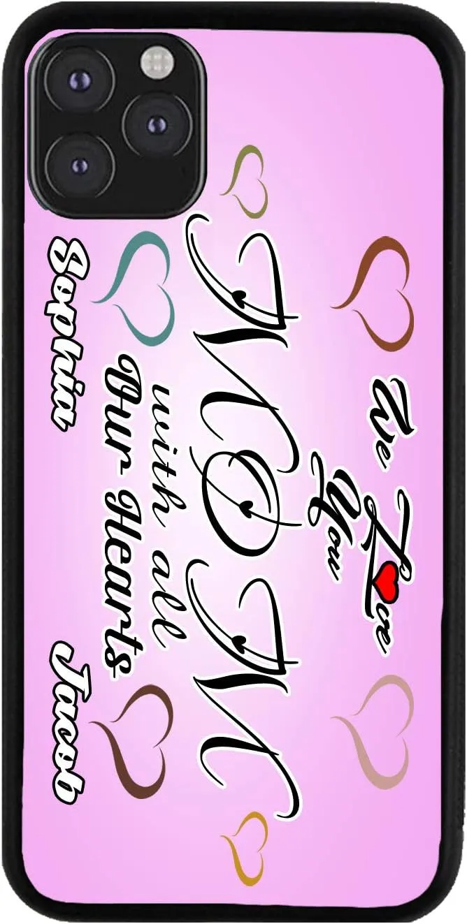 Bleu Reign Personalized Phone Case for iPhone Beautiful Hearts Mom We Love You from Children, iPhone 5 to 16 (Add Custom Name)