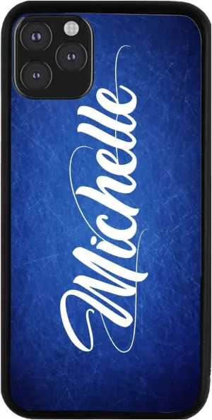 Bleu Reign Personalized Phone Case for iPhone Bright Blue Vintage Distressed Print, iPhone 5 to 16 (Add Custom Name)