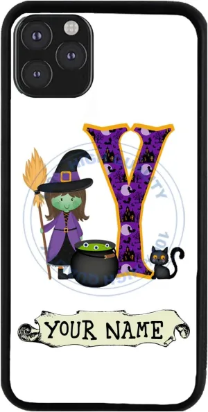 Bleu Reign Personalized Phone Case for iPhone Children Witch Monogram Letter Y, iPhone 5 to 16 (Add Custom Name)