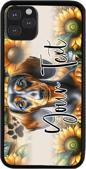 Bleu Reign Personalized Phone Case for iPhone Dachshund Pet Portrait Art Cute Dog Watercolor, iPhone 5 to 16 (Add Custom Name)