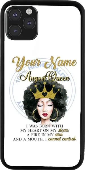 Bleu Reign Personalized Phone Case for iPhone Gold Crown African American Birthday Queen Month August, iPhone 5 to 16 (Add Custom Name)