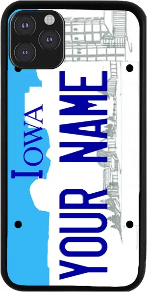 Bleu Reign Personalized Phone Case for iPhone Iowa State License Plate, iPhone 5 to 16 (Add Custom Name)