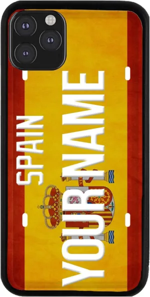 Bleu Reign Personalized Phone Case for iPhone License Spain Plate, iPhone 5 to 16 (Add Custom Name)