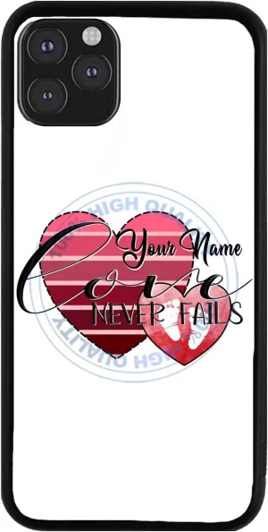 Bleu Reign Personalized Phone Case for iPhone Love Never Fails Hearts and Footprints Miscarriage Infertility Awareness, iPhone 5 to 16 (Add Custom Name)