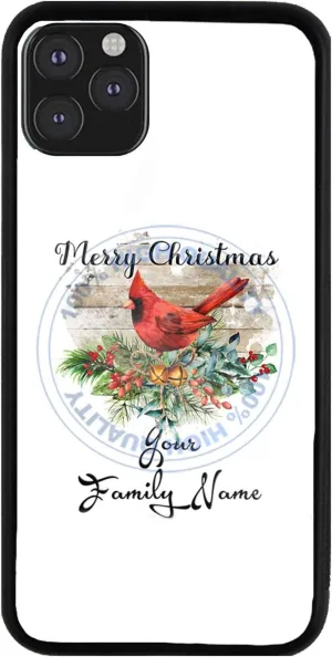 Bleu Reign Personalized Phone Case for iPhone Merry Christmas Red Cardinal Bird, iPhone 5 to 16 (Add Custom Name)