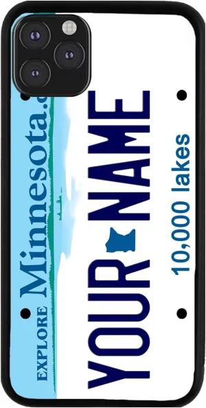 Bleu Reign Personalized Phone Case for iPhone Minnesota State License Plate, iPhone 5 to 16 (Add Custom Name)