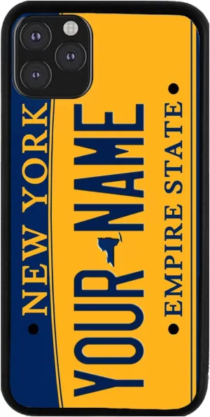 Bleu Reign Personalized Phone Case for iPhone New York State License Plate, iPhone 5 to 16 (Add Custom Name)